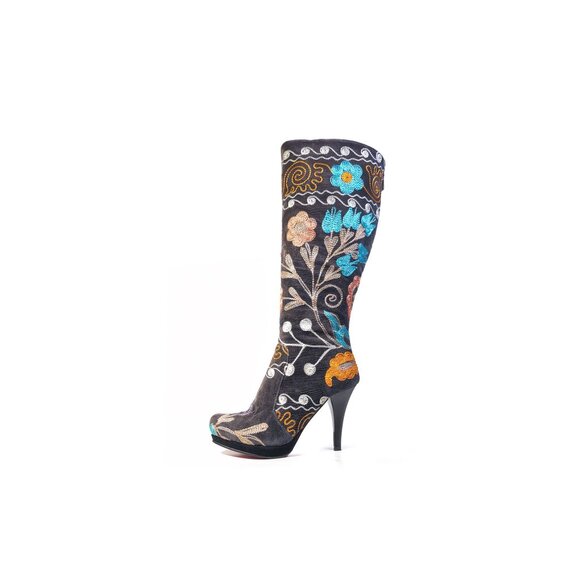 DEMIR FLORAL EMBROIDERED Heeled BOOT Womens Size 36 | US 6 - Picture 1 of 11